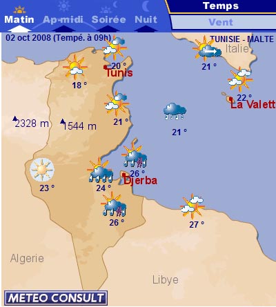 Meteo Tunis - Tunisie : Prévisions Meteo GRATUITE à 15 jours - La